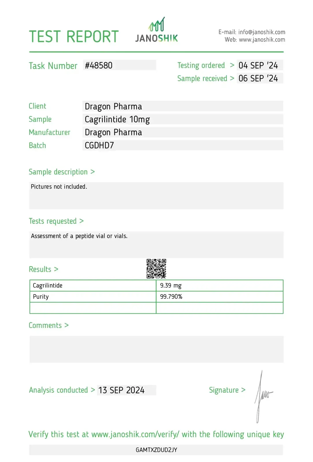 cagrilintide laboratory test report