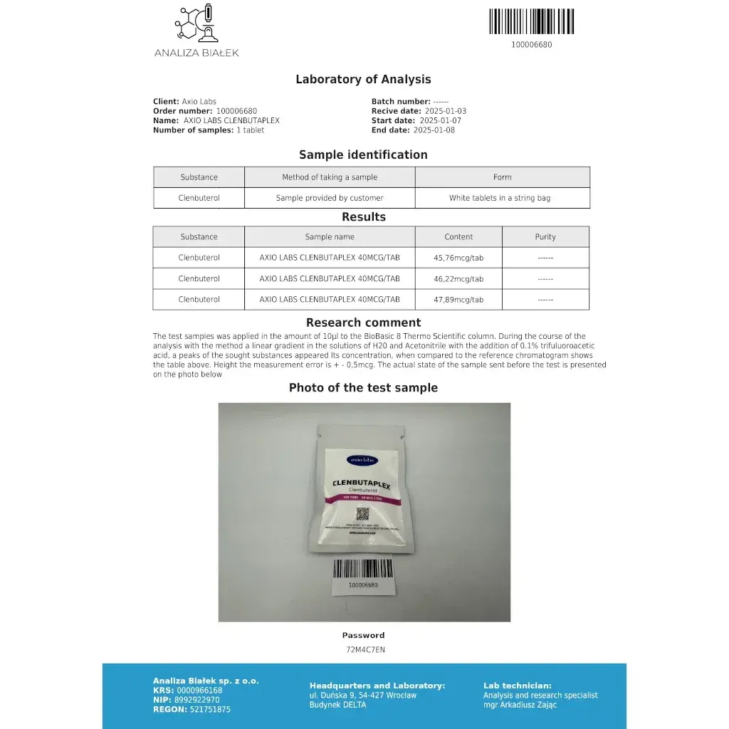 clenbutaplex laboratory test report