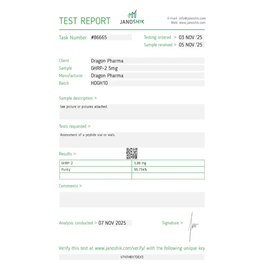 ghrp-2 5 mg laboratory test report