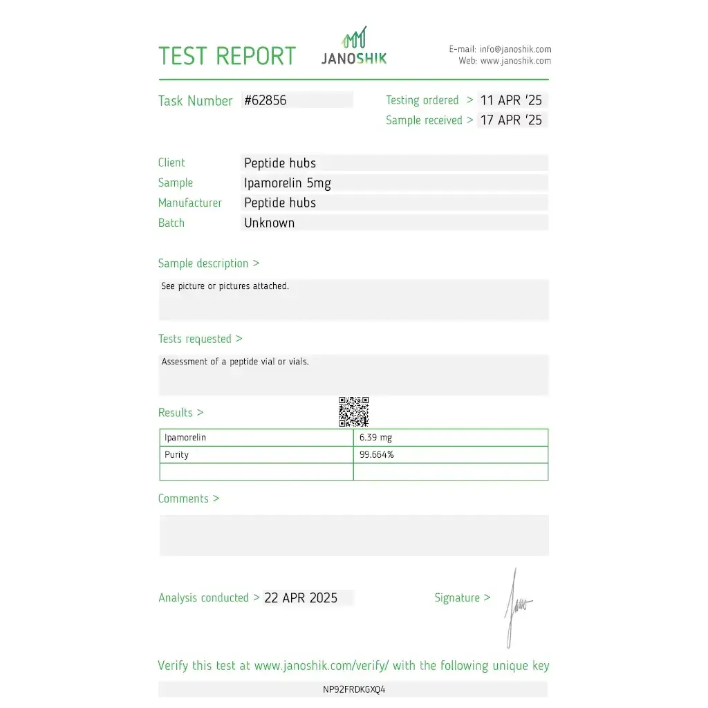 ipamorelin laboratory test report