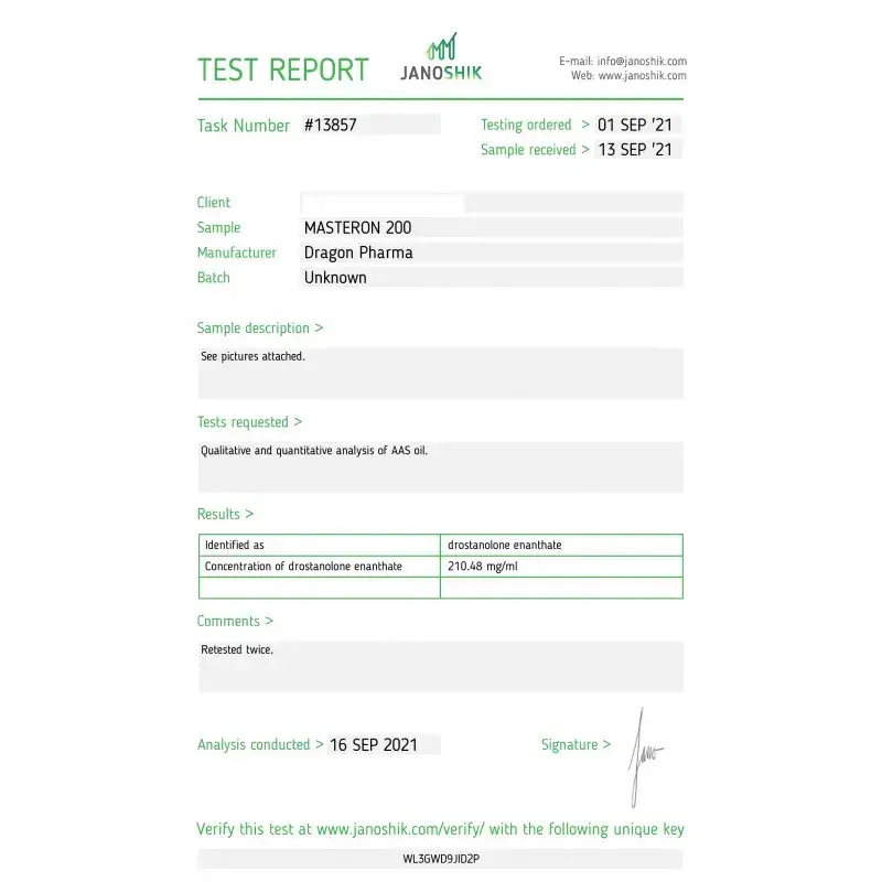 masteron 200 laboratory test report