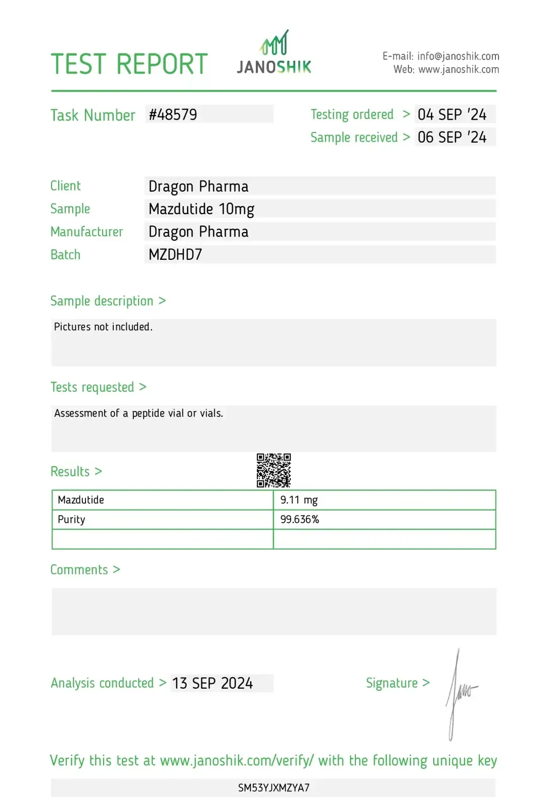 mazdutide laboratory test report