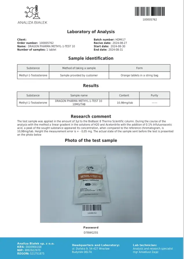 methyl-1-test laboratory test report