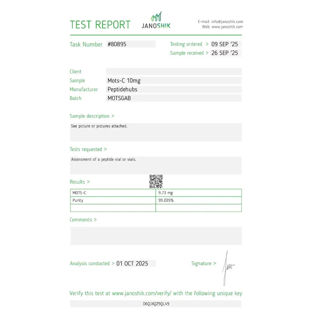 mots-c laboratory test report