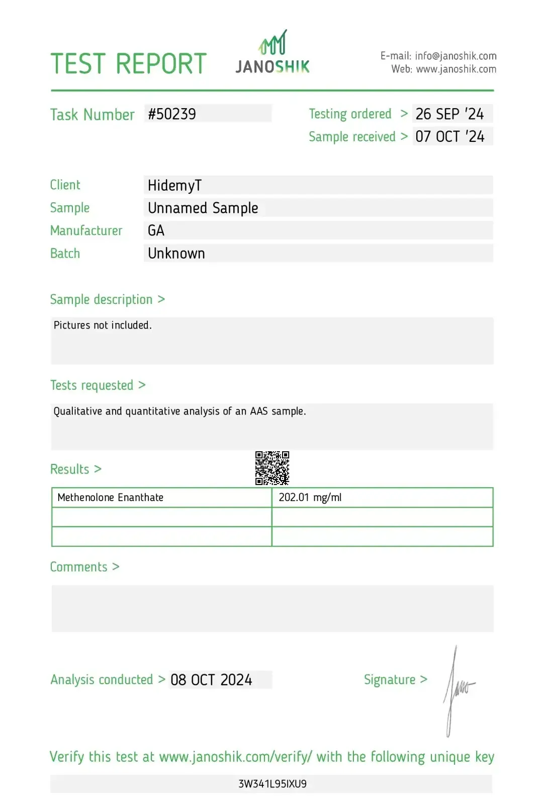 primobolan 200 laboratory test report