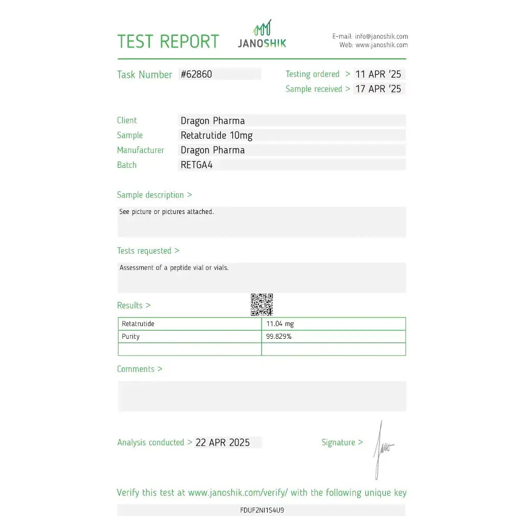 retatrutide laboratory test report