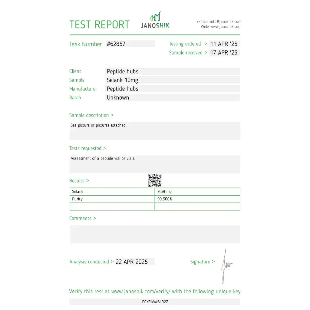 selank laboratory test report