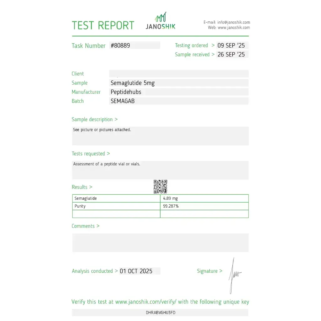 semaglutide laboratory test report