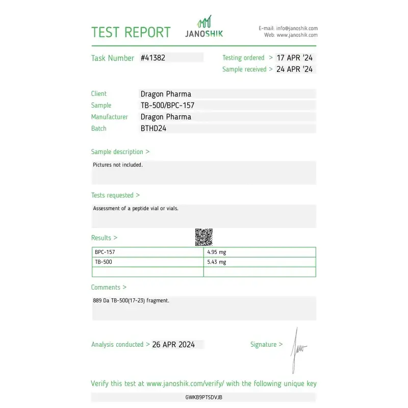 tb 500/bpc 157 laboratory test report