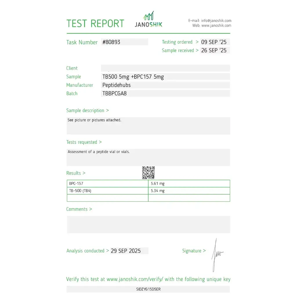 tb 500/bpc 157 laboratory test report