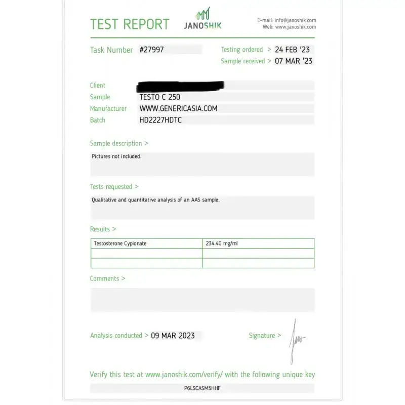 testo c 250 laboratory test report